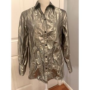 Rejina Piyo Women’s Metallic Lame Blouse. Size Small